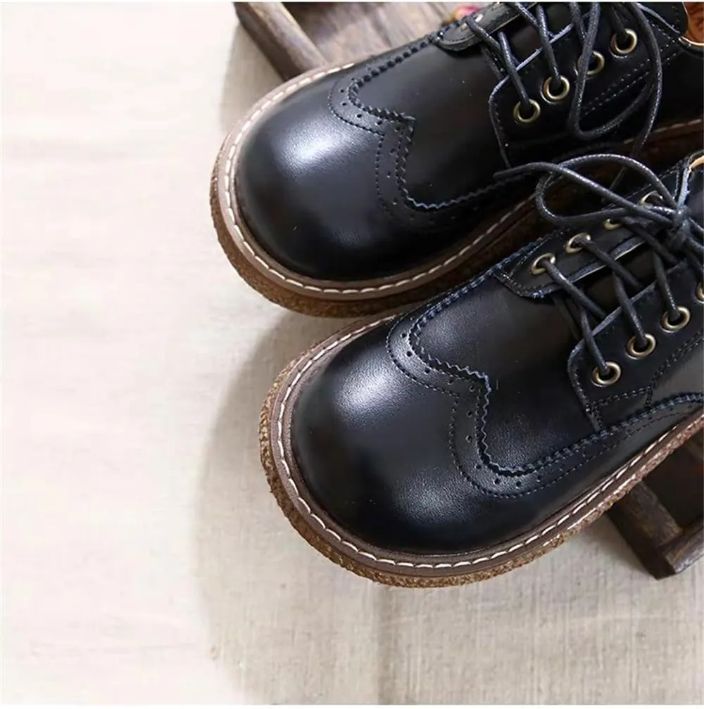 Women's Wingtip Brogue Oxfords JK Uniform Dress Leather Shoes