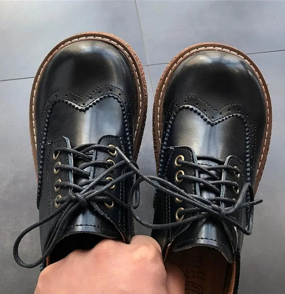 Women's Wingtip Brogue Oxfords JK Uniform Dress Leather Shoes