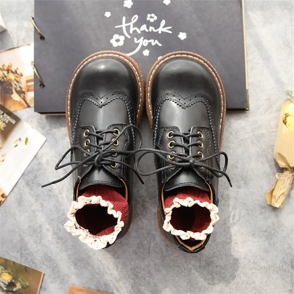 Women's Wingtip Brogue Oxfords JK Uniform Dress Leather Shoes
