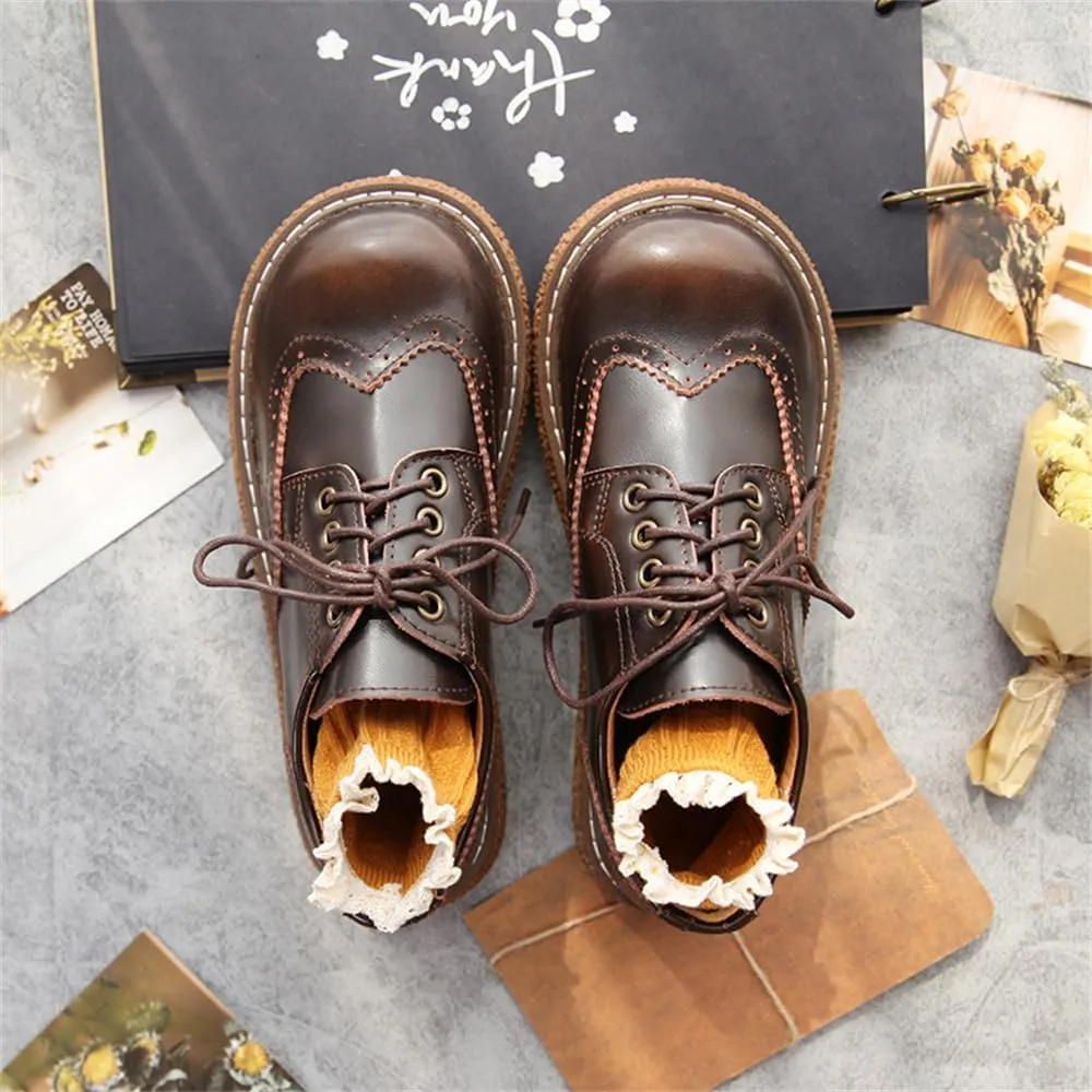 Women's Wingtip Brogue Oxfords JK Uniform Dress Leather Shoes