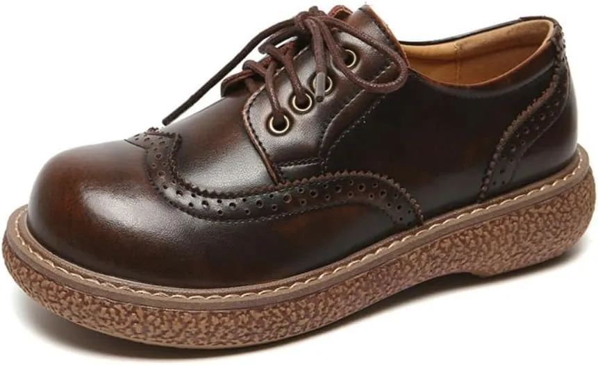 Women's Wingtip Brogue Oxfords JK Uniform Dress Leather Shoes