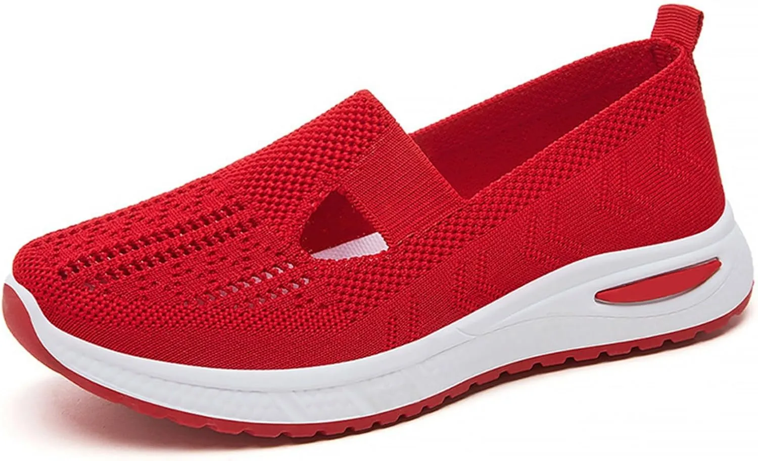 Women's Woven Orthopedic Breathable Soft Shoes Slip On Shoes Women Flat Feet Business Casual Shoes Dress Sneakers Red Tennis Shoe Loafers Casual Slip On