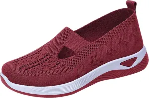 Women's Woven Orthopedic Breathable Soft Shoes Slip On Shoes Women Slip On Casual Dress Shoes Fashion Sneakers 2025 Red Tennis Shoe Trainers Shoe