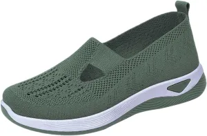 Women's Woven Orthopedic Breathable Soft Shoes Slip On Shoes Women Wide Business Casual Shoes Walking Sneakers Red Tennis Shoe Loafers Casual Slip On