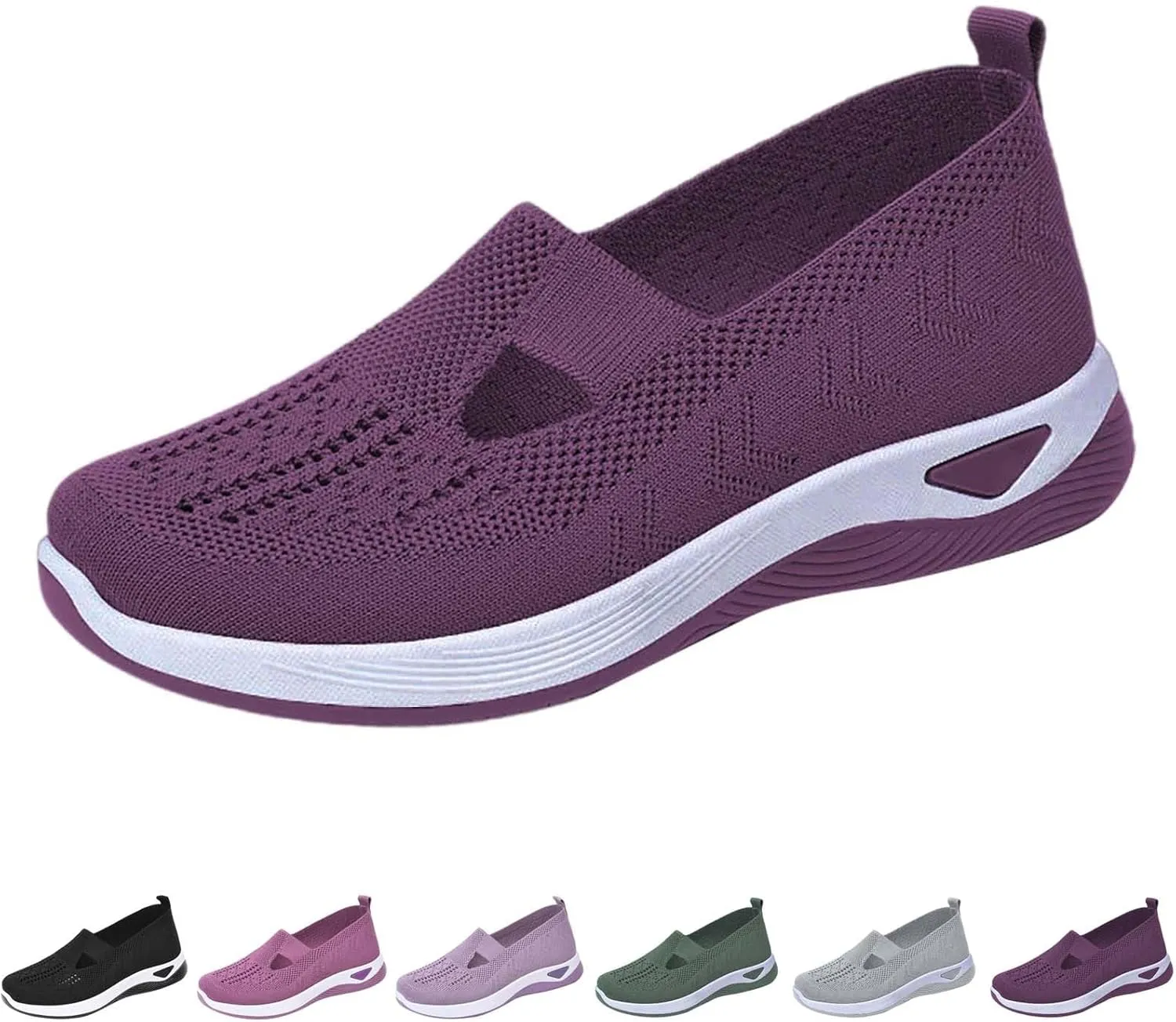 Women's Woven Orthopedic Breathable Soft Shoes Slip On Shoes Women Wide Business Casual Shoes Walking Sneakers Red Tennis Shoe Loafers Casual Slip On