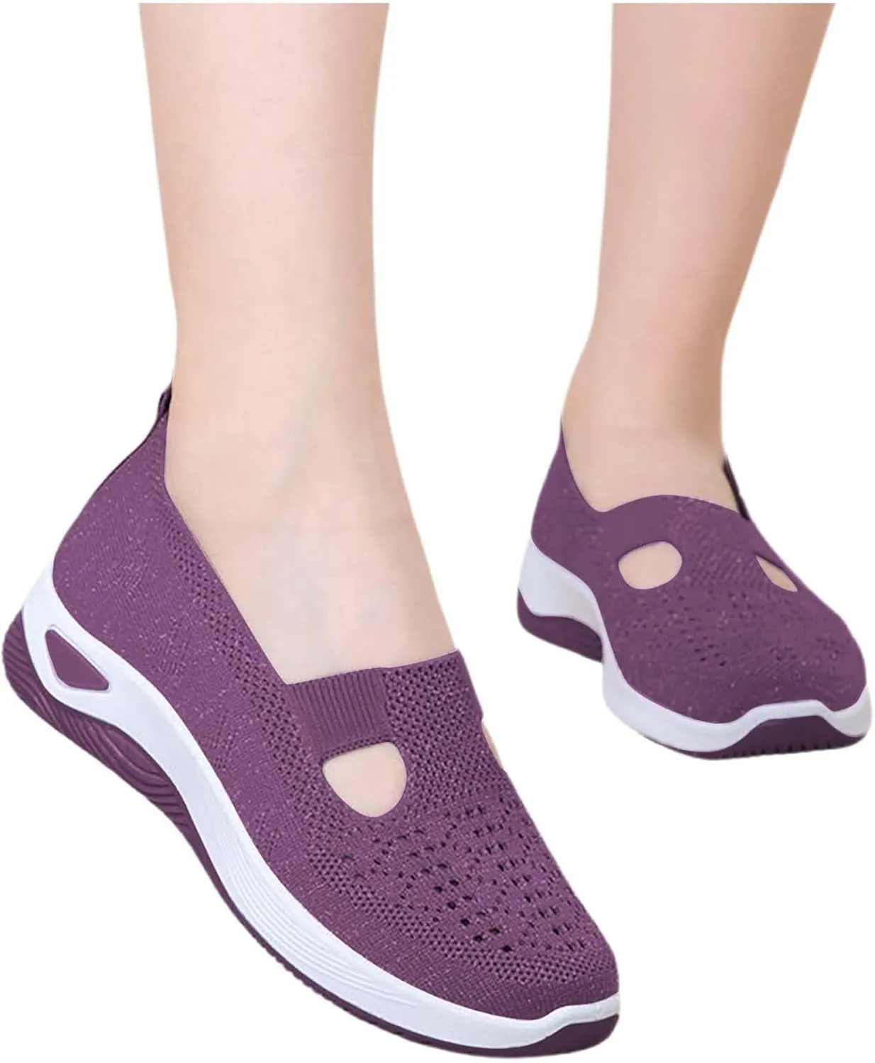 Women's Woven Orthopedic Breathable Soft Shoes Slip On Shoes Women Wide Business Casual Shoes Walking Sneakers Red Tennis Shoe Loafers Casual Slip On