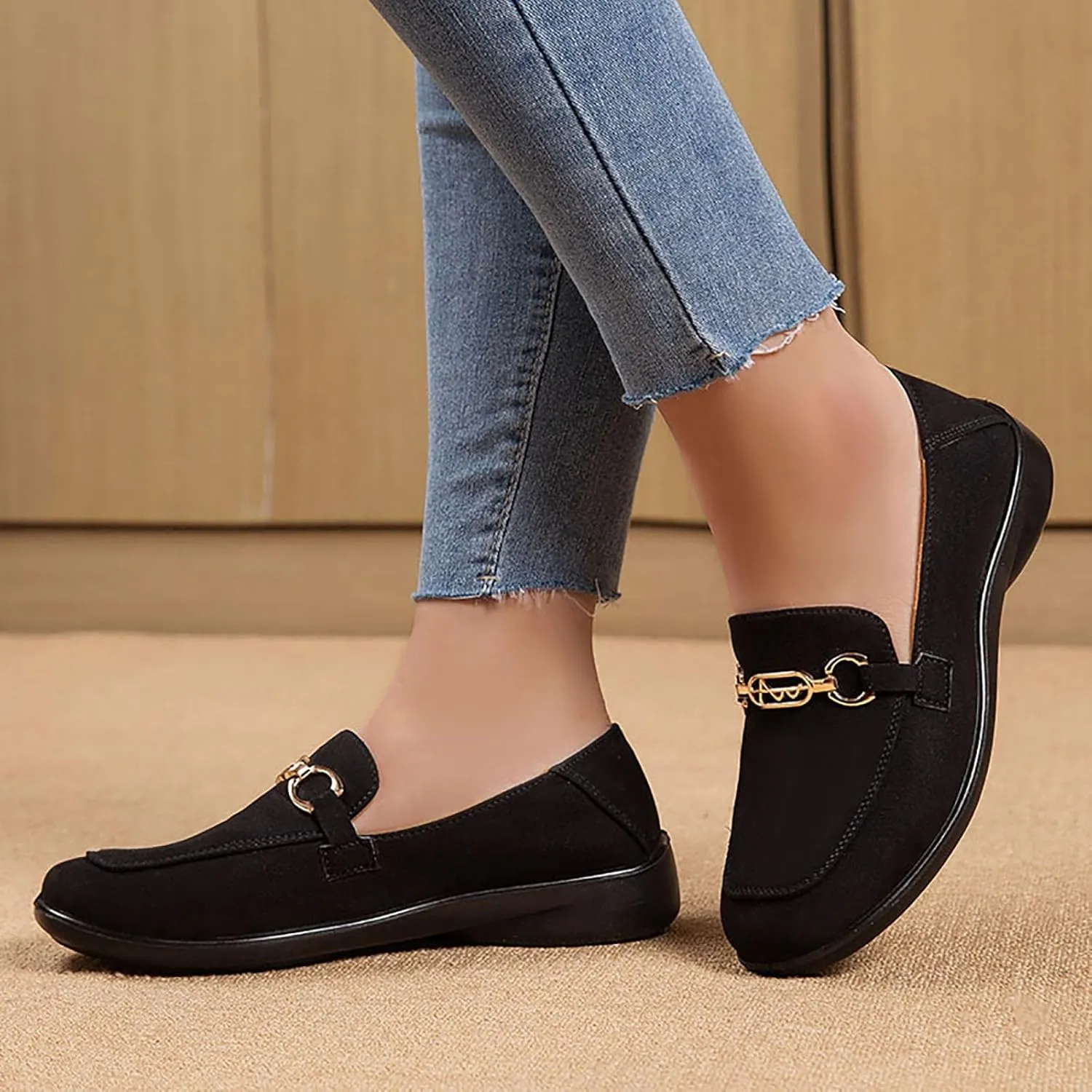 Work Flats Shoes Pointed Toe Spring and Women's Breathable Lightweight Mom Shoes; Soft Casual Flat for Work Business