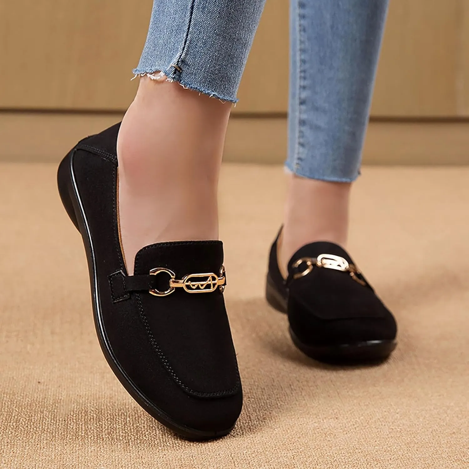 Work Flats Shoes Pointed Toe Spring and Women's Breathable Lightweight Mom Shoes; Soft Casual Flat for Work Business