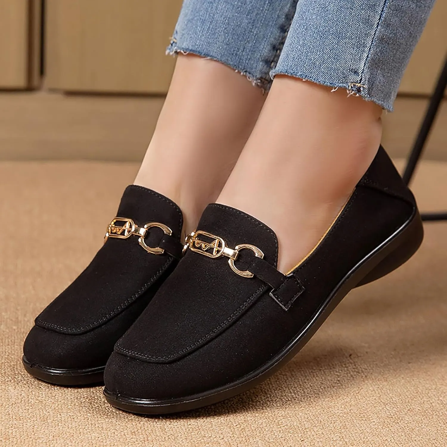 Work Flats Shoes Pointed Toe Spring and Women's Breathable Lightweight Mom Shoes; Soft Casual Flat for Work Business