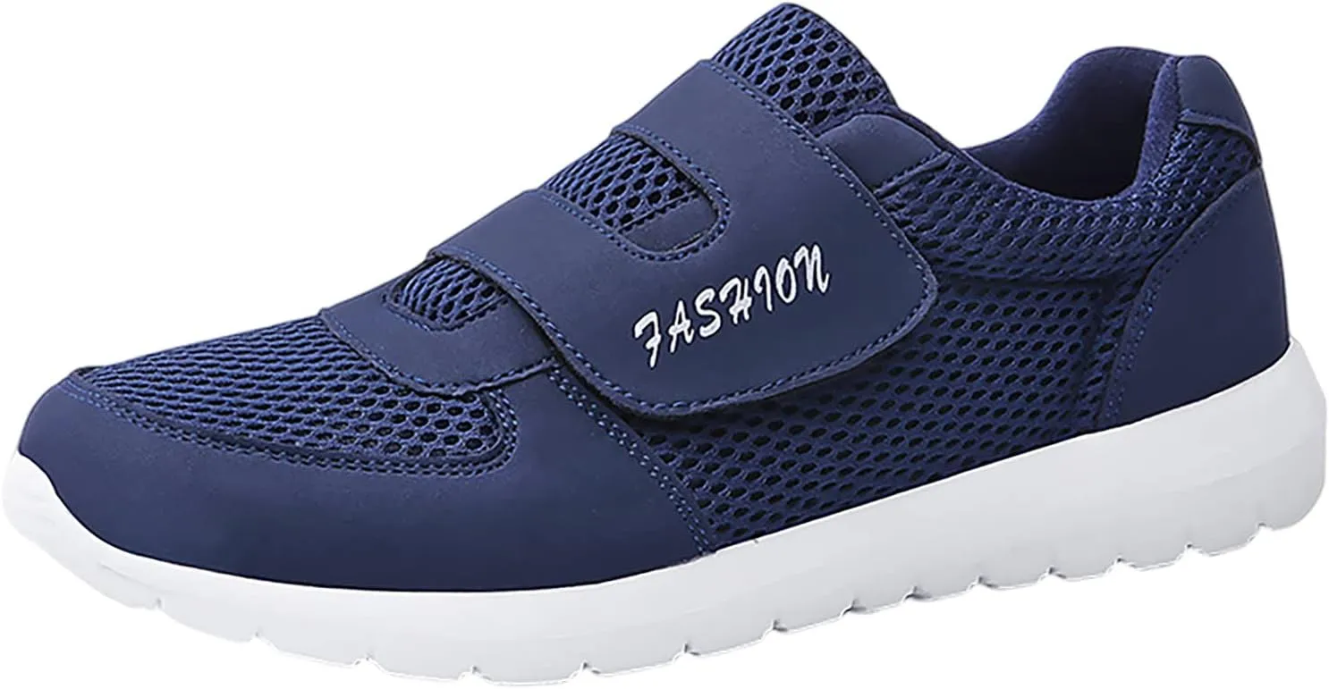 Workout Athletic Sport Shoes for Men Fly Woven Mesh Breathable Shoes Running Shoes Hook Loop Slip on Sneaker
