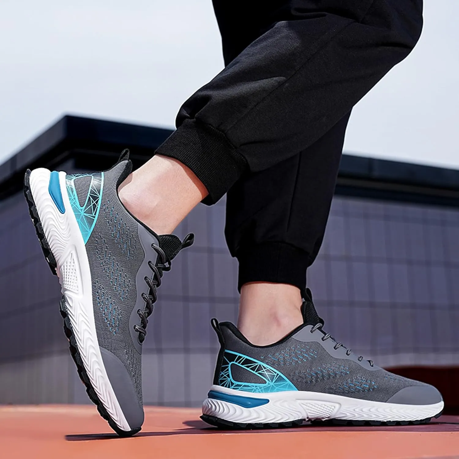 Workout Athletic Sport Shoes for Men Lightweight Sport Gym Jogging Walking Sneaker Elastic Fly Woven Mesh Shoes