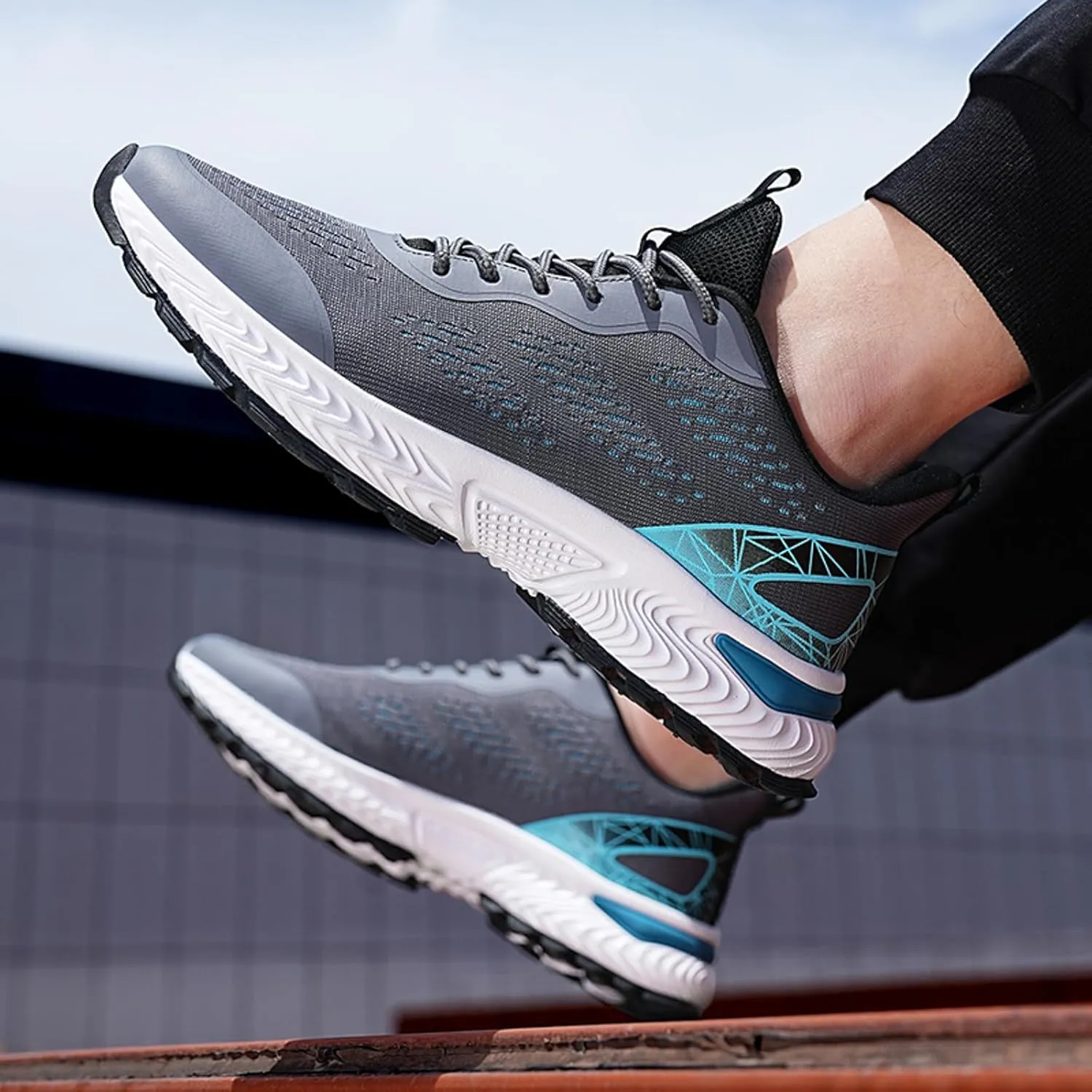 Workout Athletic Sport Shoes for Men Lightweight Sport Gym Jogging Walking Sneaker Elastic Fly Woven Mesh Shoes