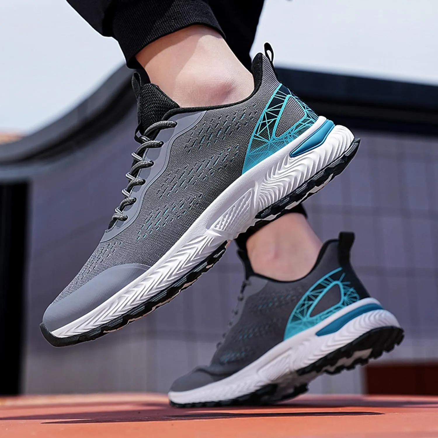 Workout Athletic Sport Shoes for Men Lightweight Sport Gym Jogging Walking Sneaker Elastic Fly Woven Mesh Shoes