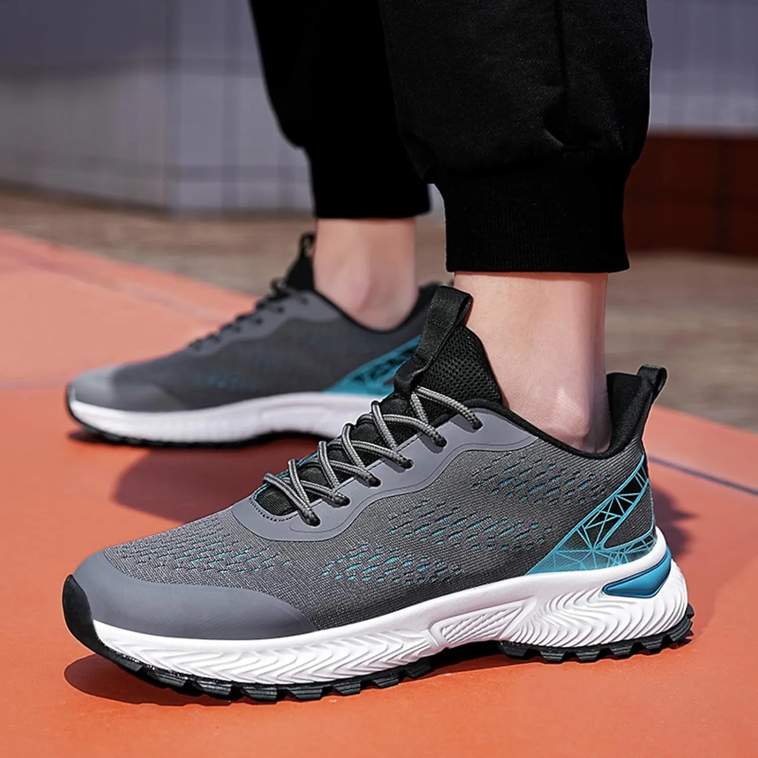 Workout Athletic Sport Shoes for Men Lightweight Sport Gym Jogging Walking Sneaker Elastic Fly Woven Mesh Shoes