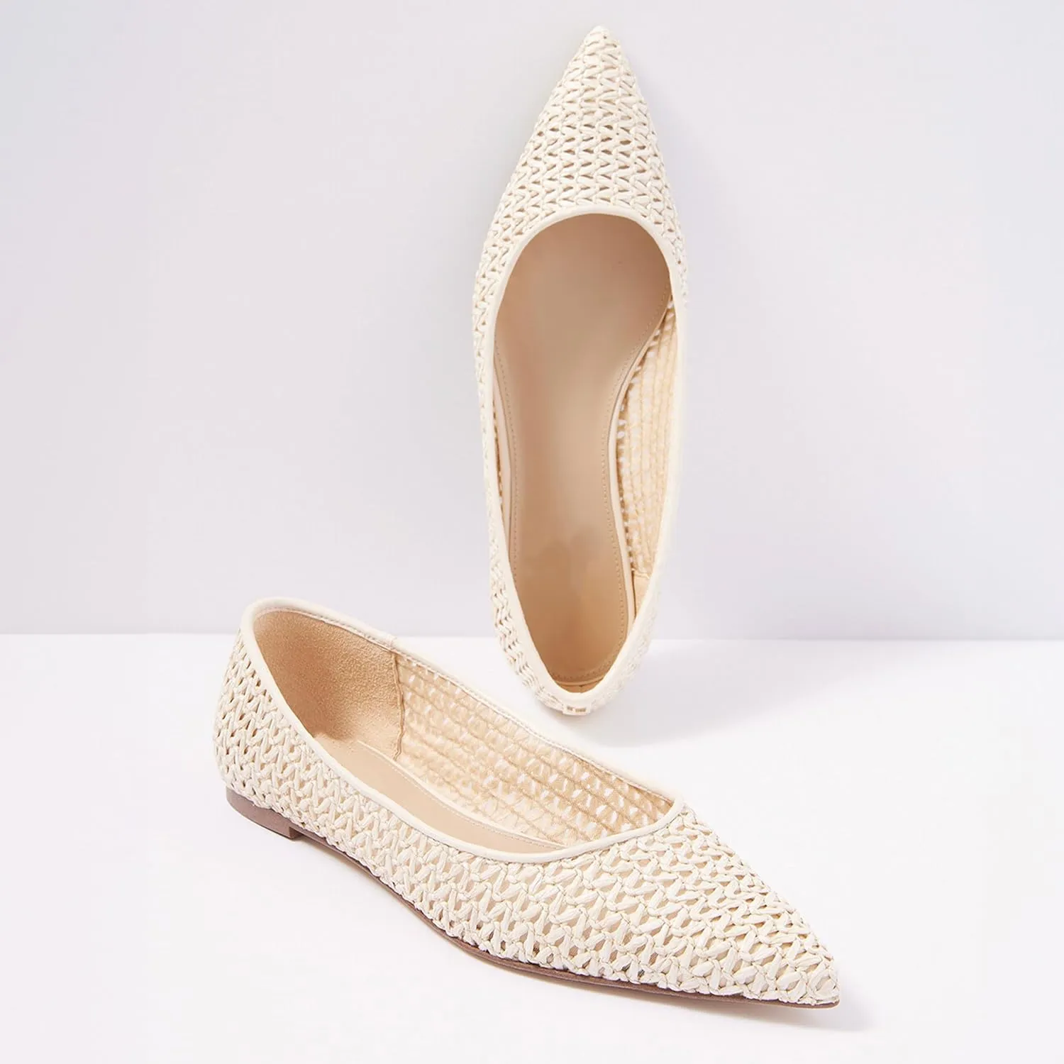 Woven Flats for Women Comfortable and Breathable Ballet Flats with Fashionable Pointed Toe Design for Everyday Elegance