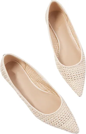 Woven Flats for Women Comfortable and Breathable Ballet Flats with Fashionable Pointed Toe Design for Everyday Elegance