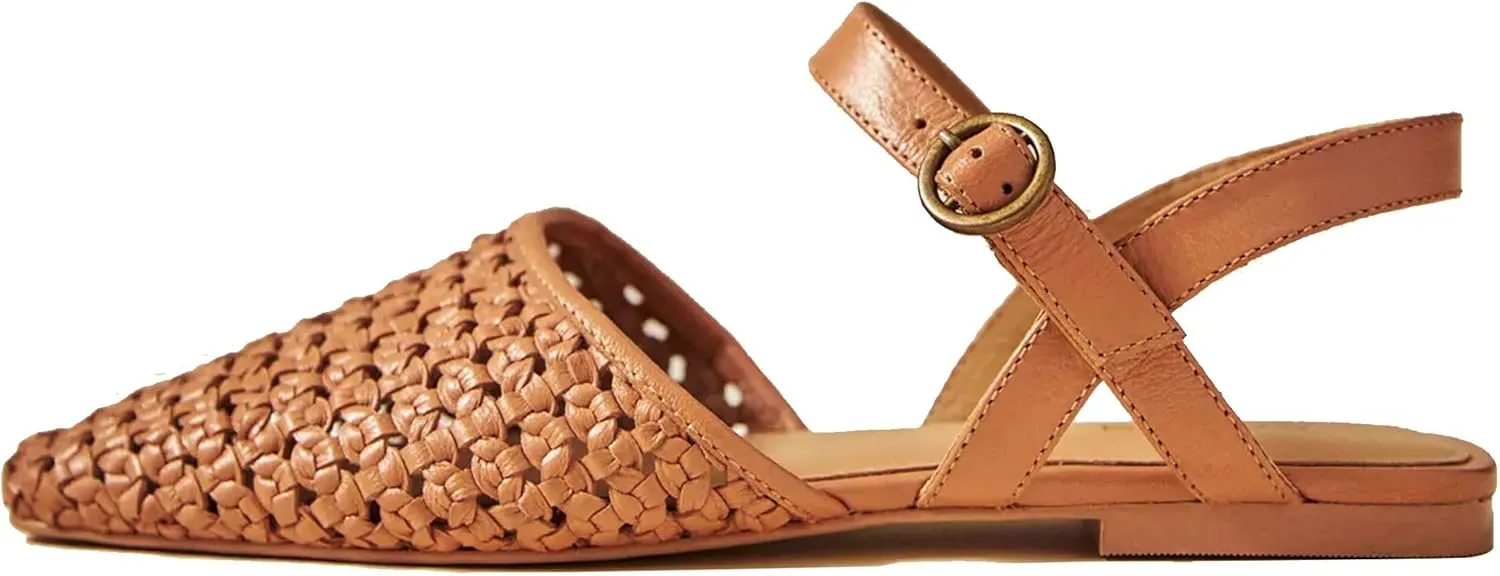 Woven Slingback Flats for Women Stylish and Breathable Sandals with Pointed Toe Design Comfortable and Elegant