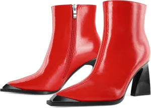 YODEKS Womens Ankle 3.3 Inch Heel Chunky Boots Side Zipper Boots Size 5-13