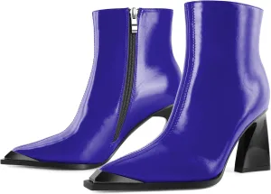 YODEKS Womens Ankle 3.3 Inch Heel Chunky Boots Side Zipper Boots Size 5-13