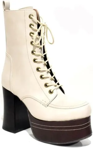 Yosuke Lace-up Boots, Combat Boots, Thick Sole Boots, Lace-up, Chunky Heels, Middle Boots, Women's, Women's, 2600822 2810124