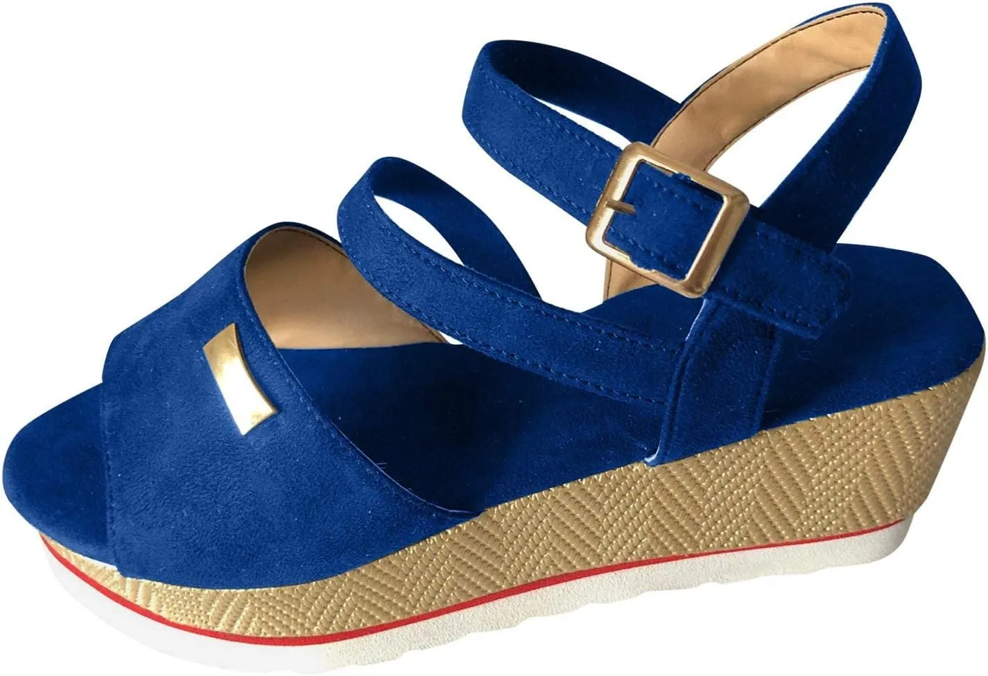 ZBYY Womens Espadrille Platform Wedge Sandals Open Toe Cross Ankle Strap Slingback Suede Summer Casual Sandals