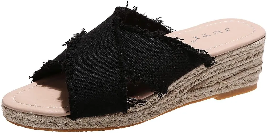 ZBYY Women's Espadrilles Wedge Sandals Open Toe Casual Summer High Heel Platform Sandals Slip on Shoes Slipper