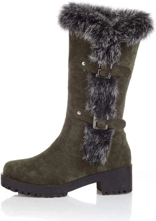 ZBYY Womens Winter Snow Boots Plush Fur Lined Warm Ankle Boots Comfortable Snow Boots Slip On Waterproof Outdoor Mid-Calf Booties