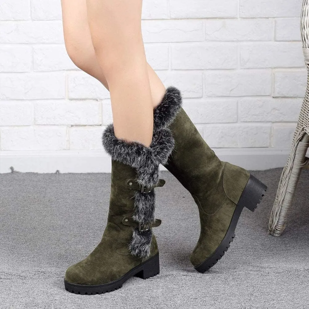 ZBYY Womens Winter Snow Boots Plush Fur Lined Warm Ankle Boots Comfortable Snow Boots Slip On Waterproof Outdoor Mid-Calf Booties