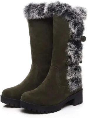 ZBYY Womens Winter Snow Boots Plush Fur Lined Warm Ankle Boots Comfortable Snow Boots Slip On Waterproof Outdoor Mid-Calf Booties