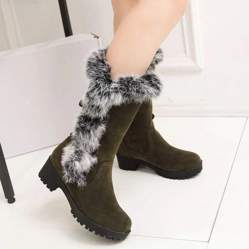 ZBYY Womens Winter Snow Boots Plush Fur Lined Warm Ankle Boots Comfortable Snow Boots Slip On Waterproof Outdoor Mid-Calf Booties